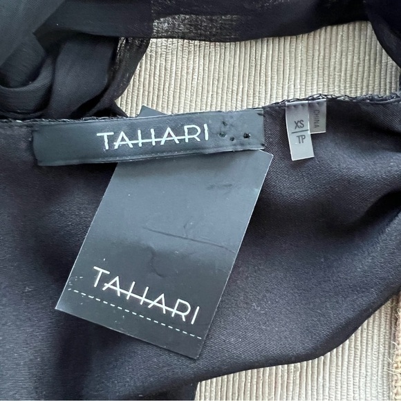 Tahari New with Tags Black Sheer Sequence Kimmy Blouse Size XS - Picture 9 of 12